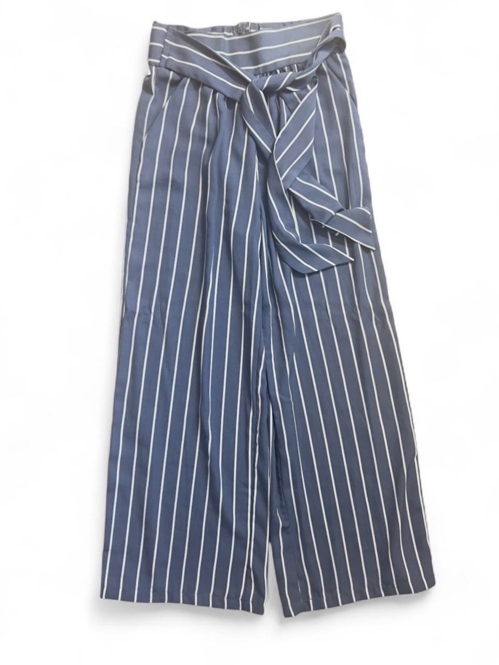 Active USA Navy and White Striped Tie-Waist Wide Leg Pants